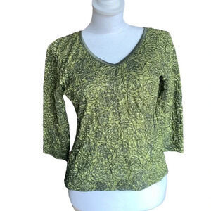 INC International Concepts women's green floral blouse